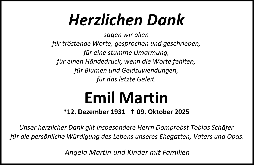  Traueranzeige für Emil Martin vom 07.11.2025 aus Wormser Zeitung