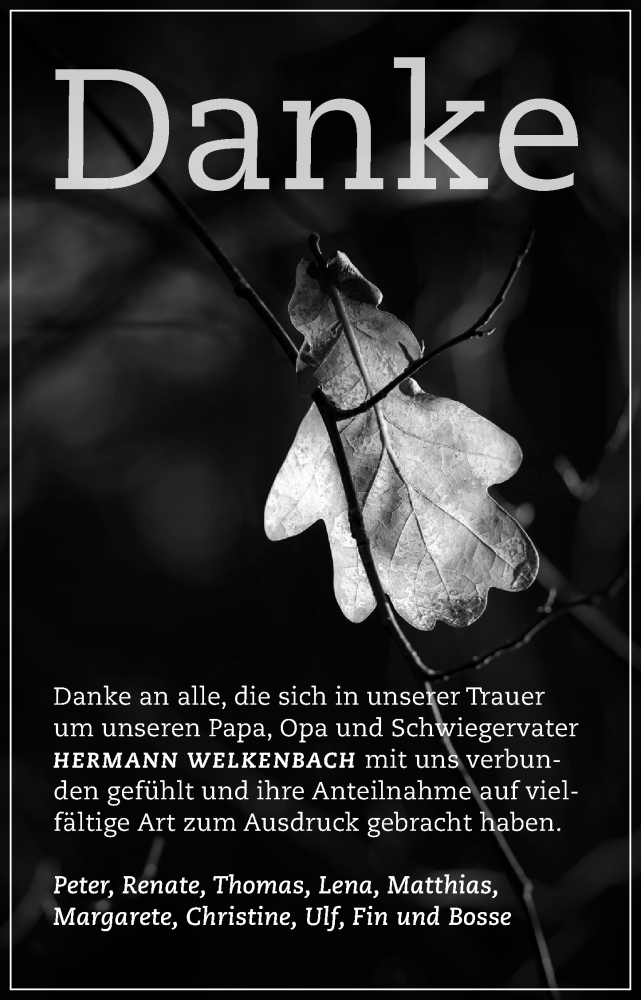  Traueranzeige für Hermann Welkenbach vom 15.11.2025 aus Wiesbadener Kurier