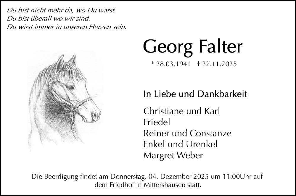  Traueranzeige für Georg Falter vom 01.12.2025 aus Starkenburger Echo