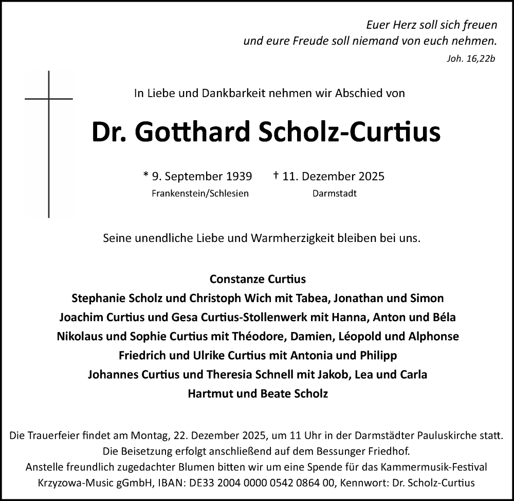  Traueranzeige für Gotthard Scholz-Curtius vom 13.12.2025 aus Darmstädter Echo