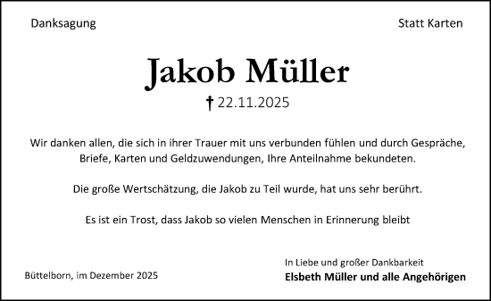 Traueranzeige von Jakob Müller von Groß-Gerauer Echo