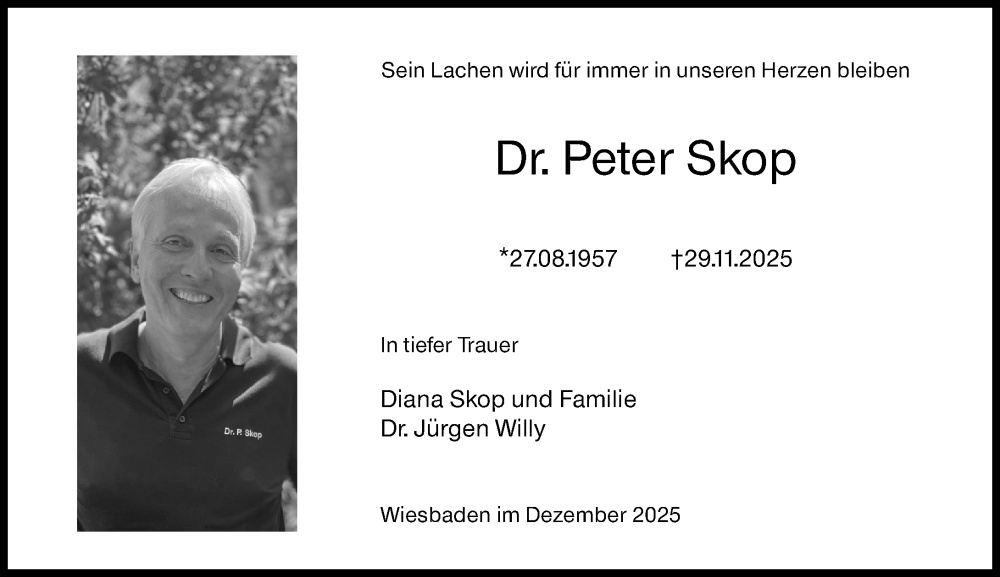  Traueranzeige für Peter Skop vom 06.12.2025 aus Wiesbadener Kurier