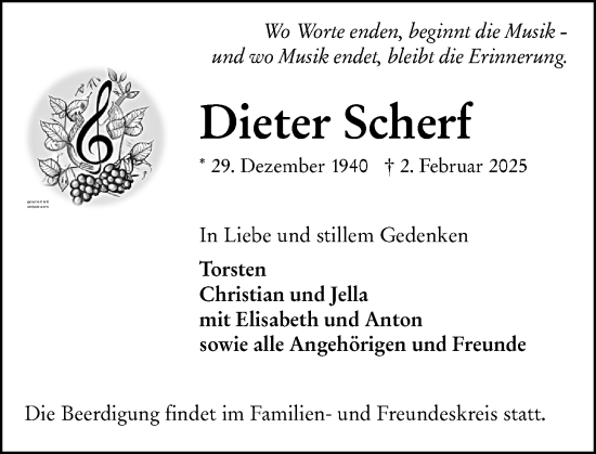 Traueranzeige von Dieter Scherf von Wiesbadener Kurier