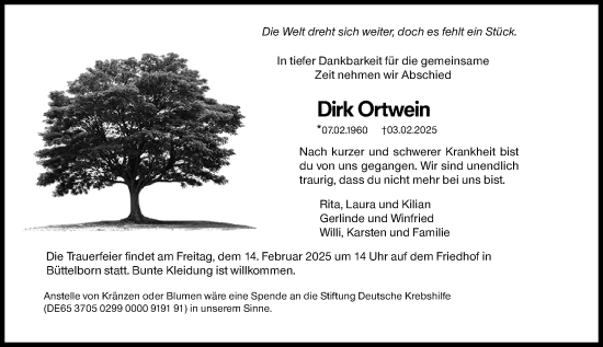 Traueranzeige von Dirk Ortwein von Groß-Gerauer Echo
