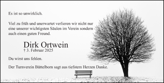 Traueranzeige von Dirk Ortwein von Groß-Gerauer Echo
