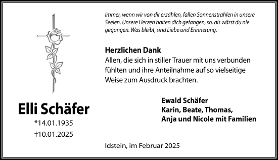 Traueranzeige von Elli Schäfer von Idsteiner Land/Untertaunus