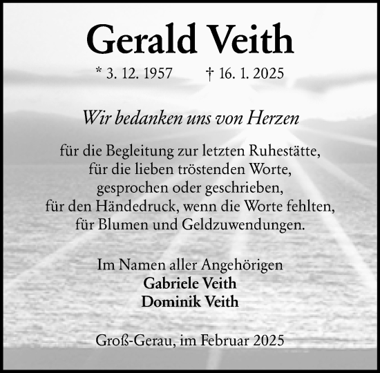 Traueranzeige von Gerald Veith von Groß-Gerauer Echo