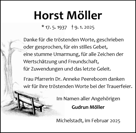 Traueranzeige von Horst Möller von Odenwälder Echo