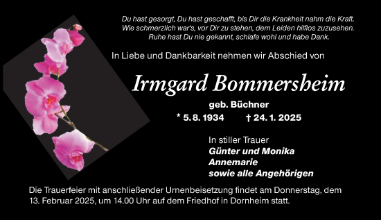 Traueranzeige von Irmgard Bommersheim von Groß-Gerauer Echo
