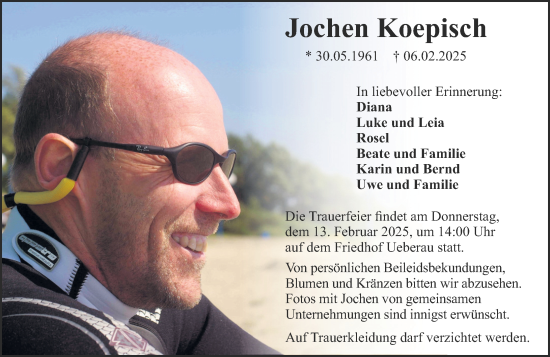 Traueranzeige von Jochen Koepisch von Darmstädter Echo