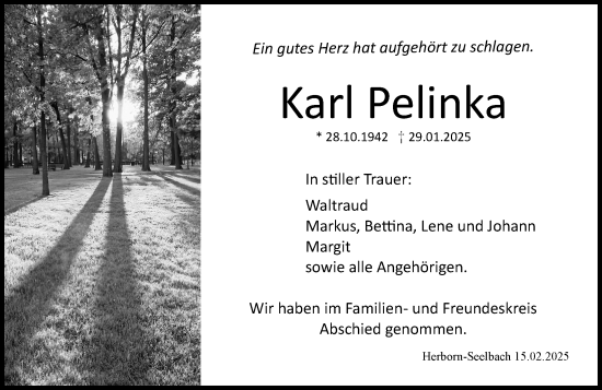 Traueranzeige von Karl Pelinka von Dill Block