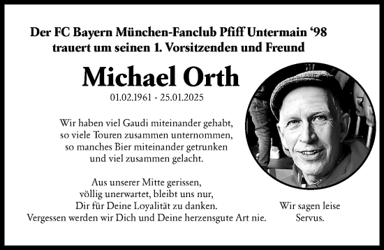 Traueranzeige von Michael Orth von Odenwälder Echo