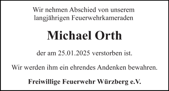 Traueranzeige von Michael Orth von Odenwälder Echo
