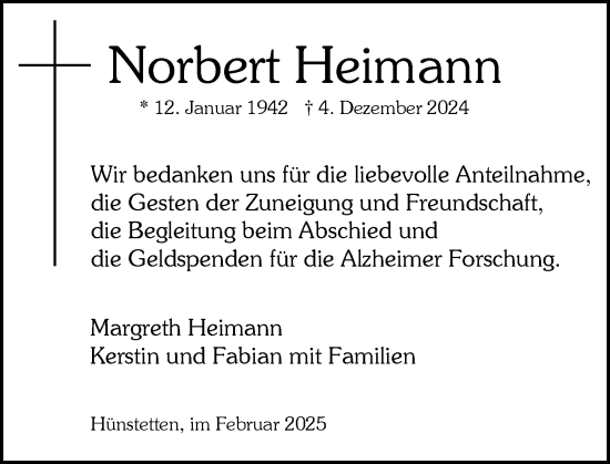 Traueranzeige von Norbert Heimann von Wiesbadener Kurier