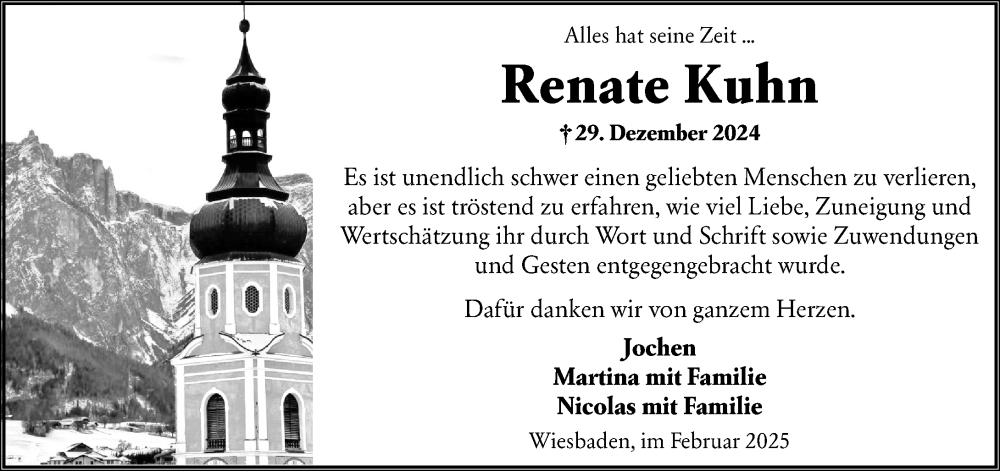  Traueranzeige für Renate Kuhn vom 15.02.2025 aus Wiesbadener Kurier