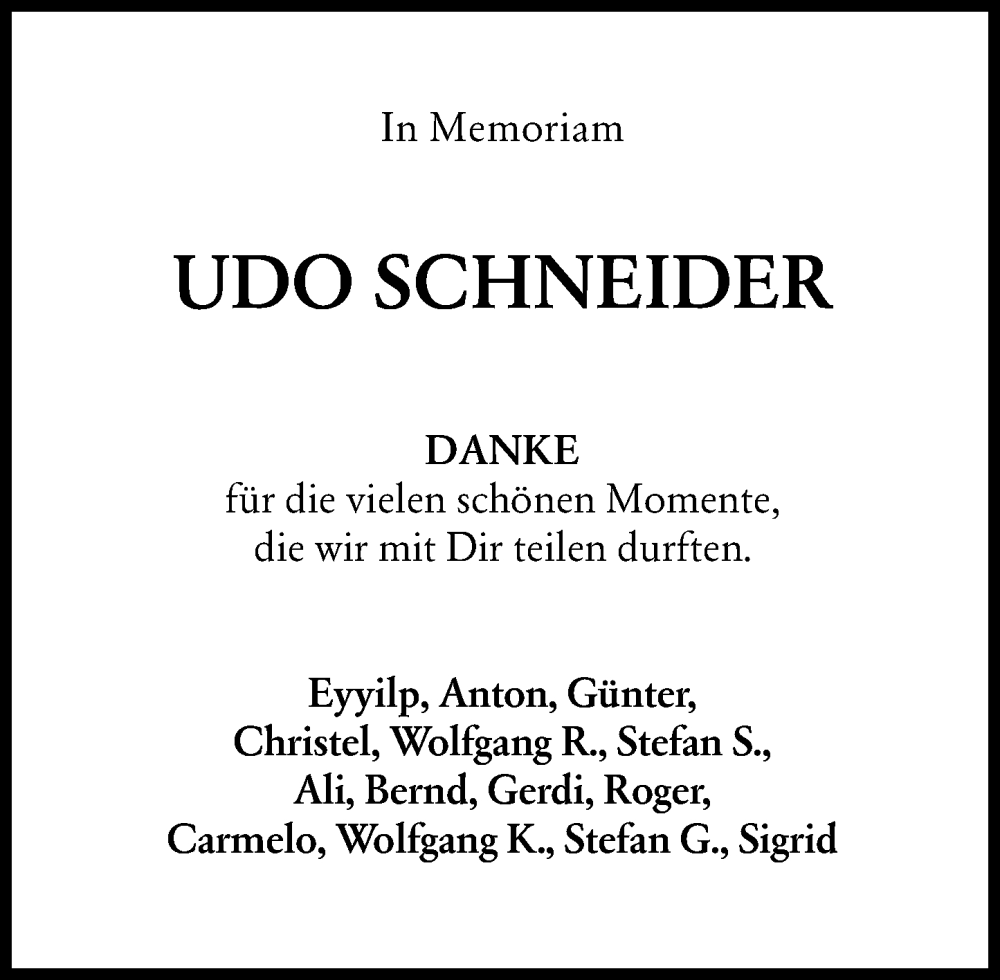  Traueranzeige für Udo Schneider vom 15.02.2025 aus Darmstädter Echo