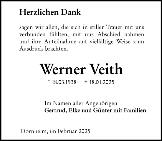 Traueranzeige von Werner Veith von Groß-Gerauer Echo