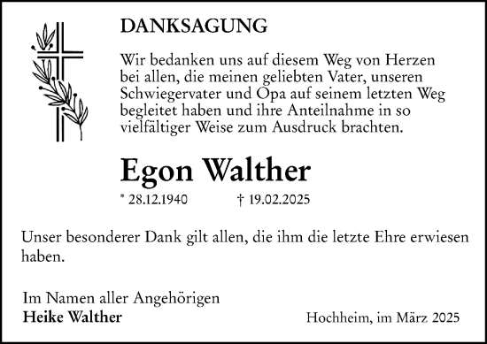 Traueranzeige von Egon Walther von Hochheimer Zeitung