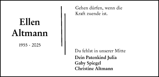 Traueranzeige von Ellen Altmann von Groß-Gerauer Echo