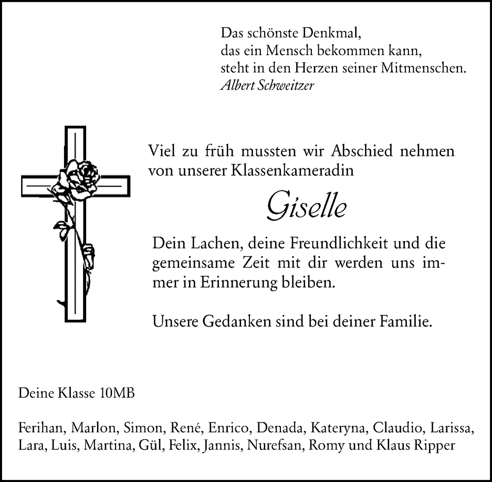  Traueranzeige für Giselle Waurig vom 15.03.2025 aus Odenwälder Echo