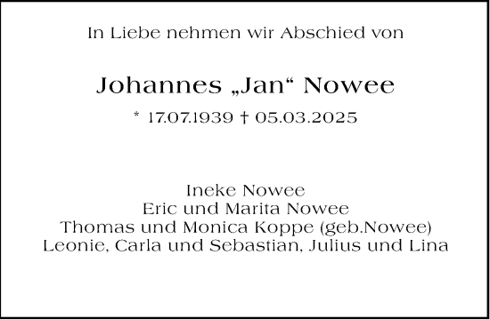 Traueranzeige von Johannes Nowee von Darmstädter Echo