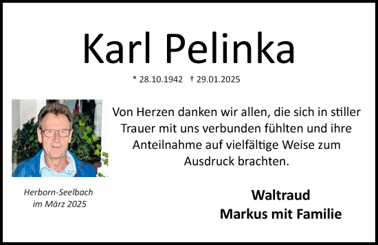 Traueranzeige von Karl Pelinka von Dill Block