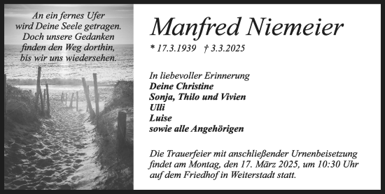 Traueranzeige von Manfred Niemeier von Rüsselsheimer Echo