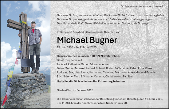 Traueranzeige von Michael Bugner von Allgemeine Zeitung Mainz