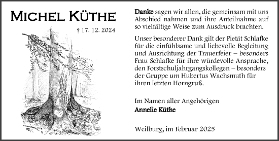 Traueranzeige von Michel Küthe von Weilburger Tageblatt