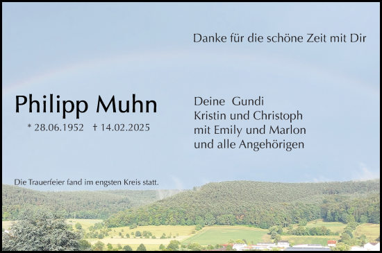 Traueranzeige von Philipp Muhn von Odenwälder Echo