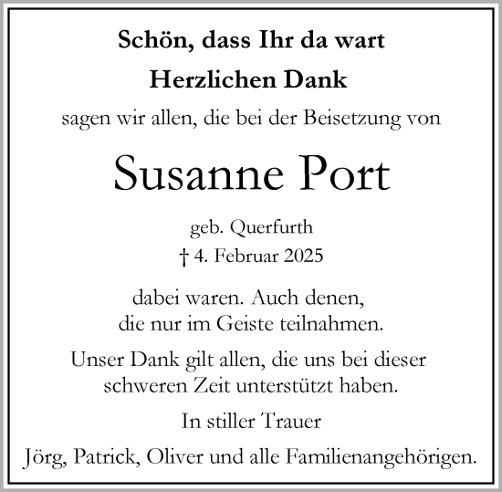 Traueranzeige von Susanne Port von Rüsselsheimer Echo