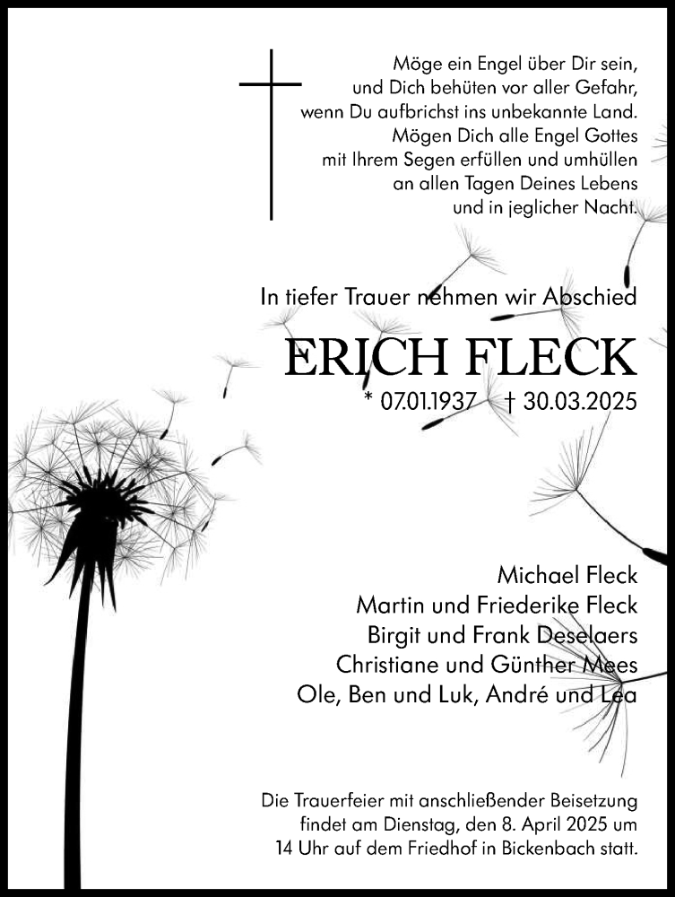  Traueranzeige für Erich Fleck vom 05.04.2025 aus Darmstädter Echo