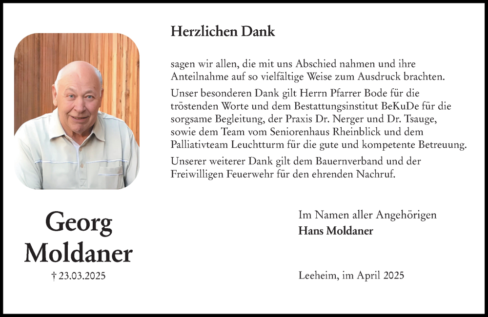  Traueranzeige für Hans Moldaner vom 26.04.2025 aus Groß-Gerauer Echo