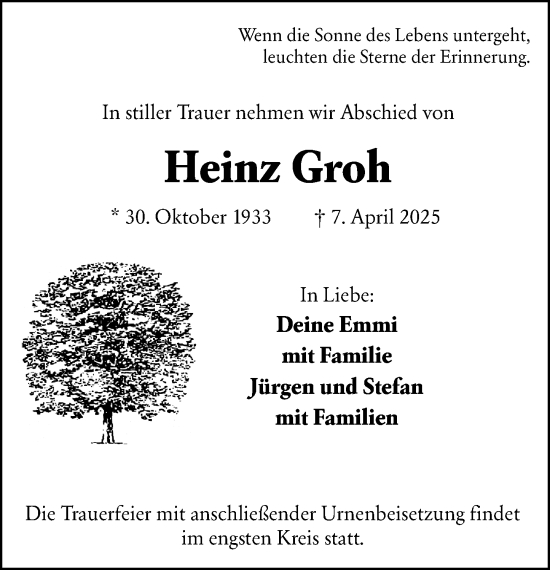 Traueranzeige von Heinz Groh von Darmstädter Echo