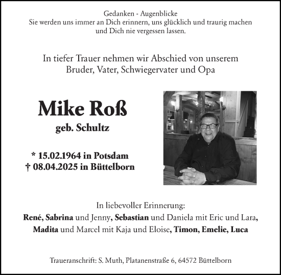 Traueranzeige von Mike Roß von Groß-Gerauer Echo