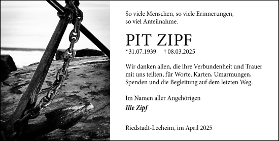 Traueranzeige von Pit Zipf von Groß-Gerauer Echo