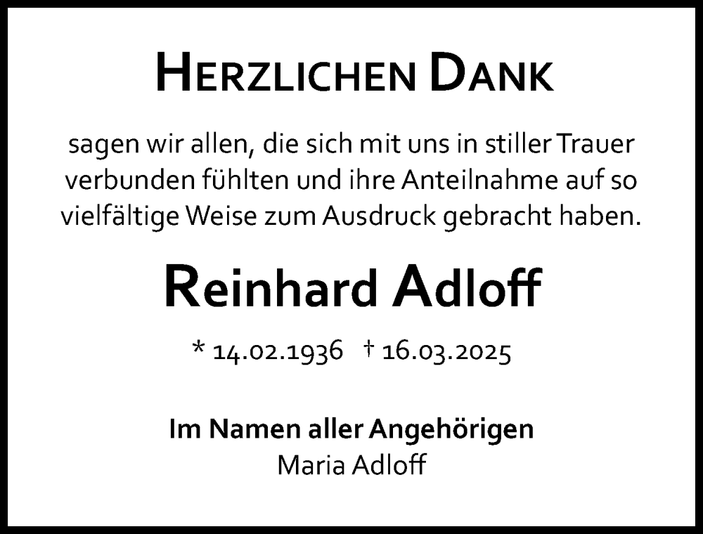  Traueranzeige für Reinhard Adloff vom 26.04.2025 aus Allgemeine Zeitung Mainz