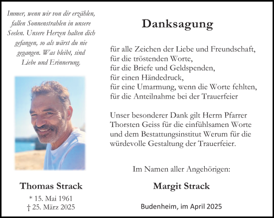 Traueranzeige von Thomas Strack von Allgemeine Zeitung Mainz