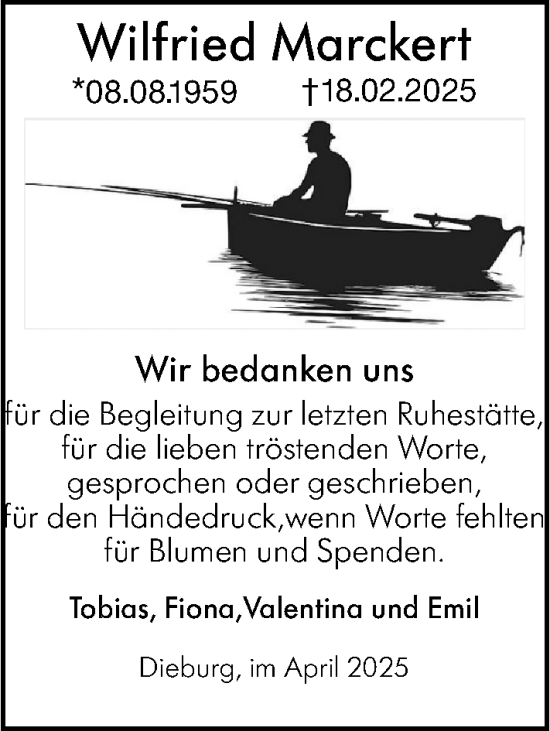 Traueranzeige von Wilfried Marckert von Dieburger Anzeiger/Groß-Zimmerner Lokal-Anzeiger