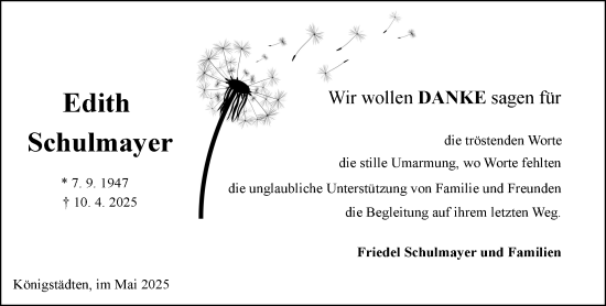 Traueranzeige von Edith Schulmayer von Rüsselsheimer Echo