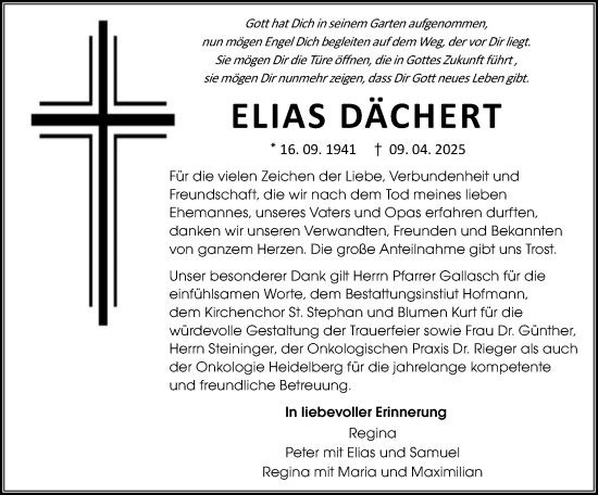 Traueranzeige von Elias Dächert von Darmstädter Echo
