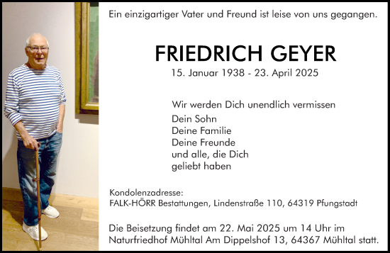 Traueranzeige von Friedrich Geyer von Darmstädter Echo