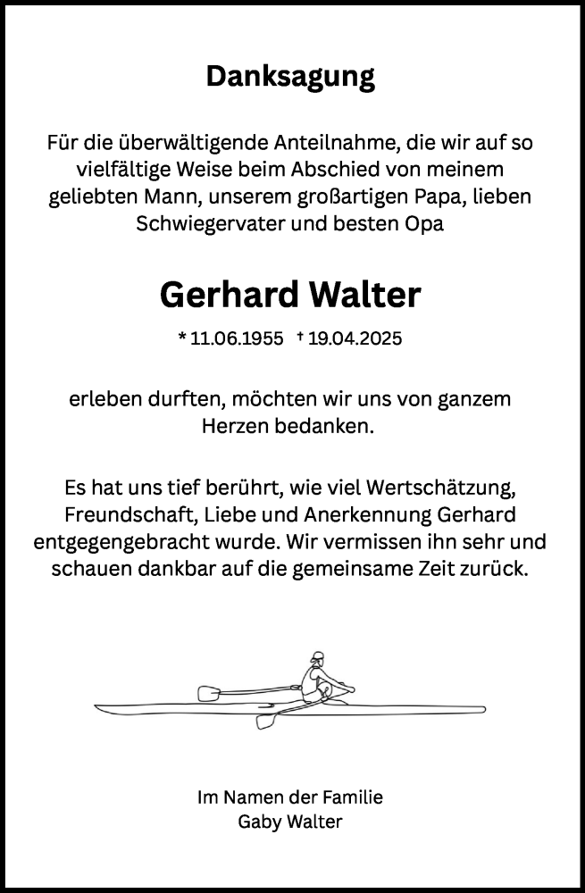  Traueranzeige für Gerhard Walter vom 17.05.2025 aus Allgemeine Zeitung Mainz