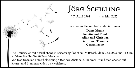 Traueranzeige von Jörg Schilling von Groß-Gerauer Echo