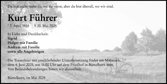 Traueranzeige von Kurt Führer von Groß-Gerauer Echo