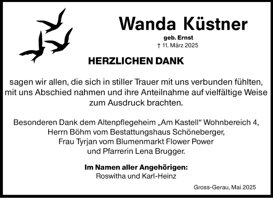 Traueranzeige von Wanda Küstner von Groß-Gerauer Echo