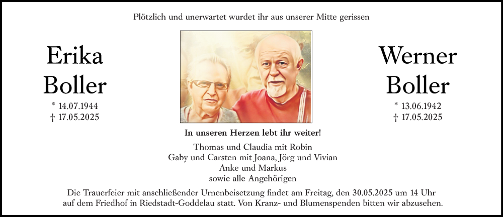  Traueranzeige für Werner Boller vom 24.05.2025 aus Groß-Gerauer Echo