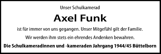 Traueranzeige von Axel Funk von Groß-Gerauer Echo