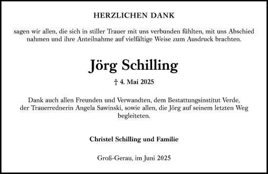 Traueranzeige von Jörg Schilling von Groß-Gerauer Echo