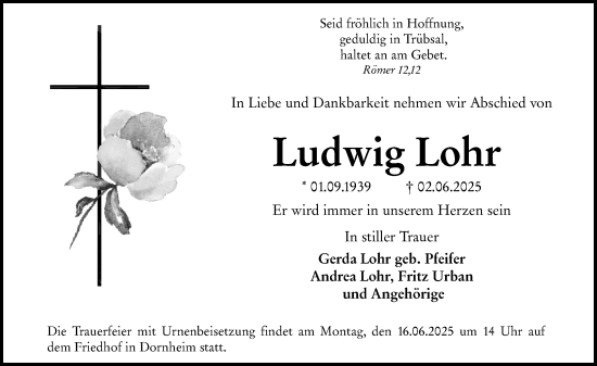 Traueranzeige von Ludwig Lohr von Groß-Gerauer Echo